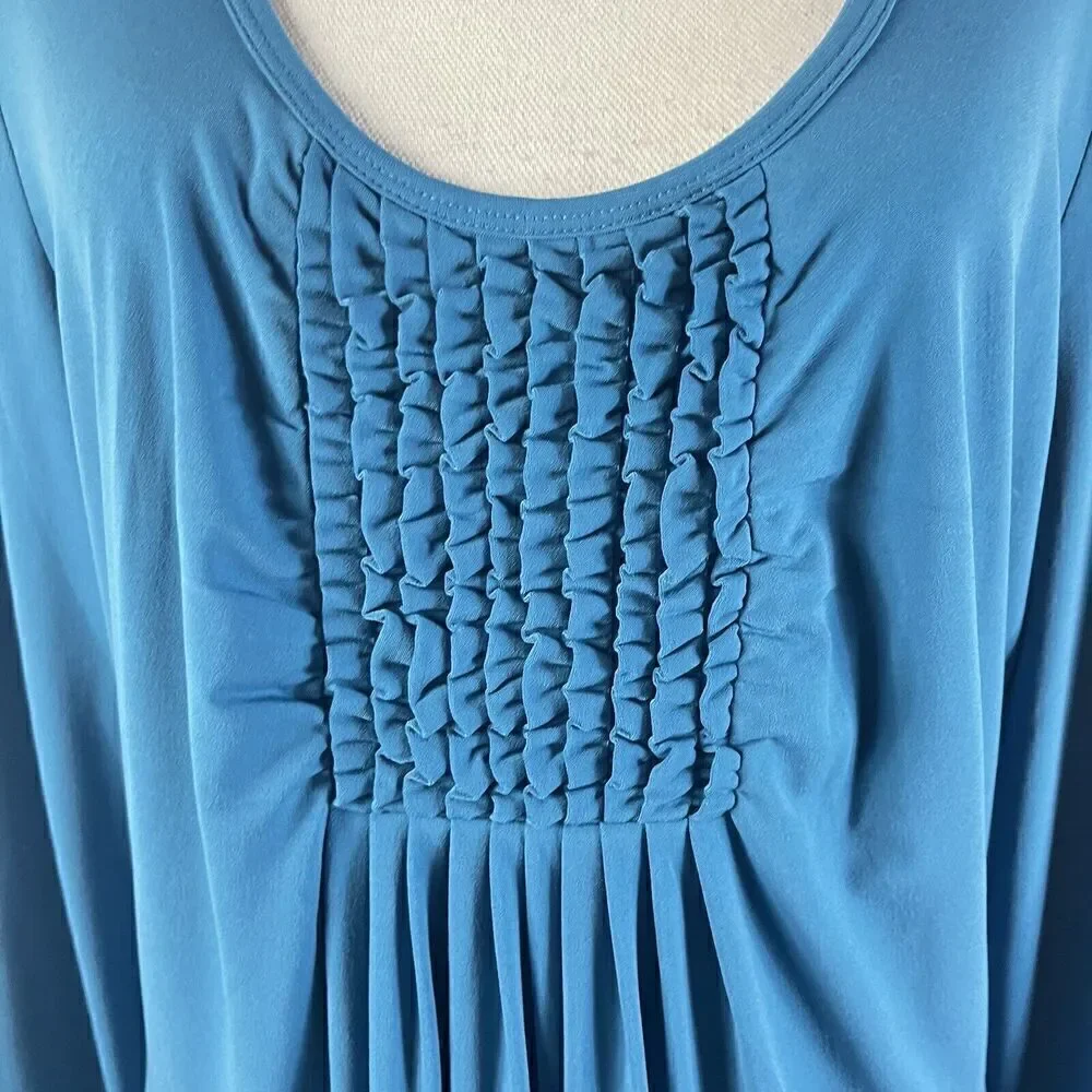 Chadwicks Dress size Extra Large Teal Slinky Stretch Peasant Stretch Modest Boho